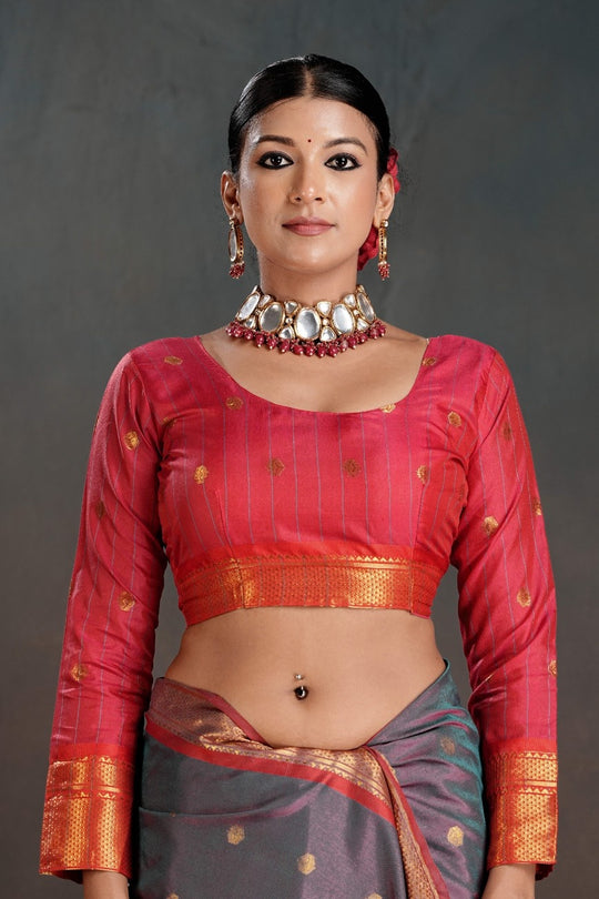 Soft Silk Chitt Palu With Contrast Blouse Weaving Saree