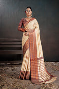 Soft Silk Chitt Palu With Contrast Blouse Weaving Saree