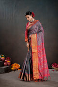 Soft Silk Chitt Palu With Contrast Blouse Weaving Saree