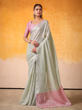 Light Celandon Banarasi Tissue Silk Saree With Blouse Piece