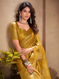 Yellow Tissue Silk Adorned With Gorgeous Woven Butta Saree With Blouse Piece