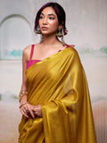 Yellow Pure Handloom Tissue Saree With Blouse Piece