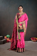 Soft Silk Chitt Palu With Contrast Blouse Weaving Saree