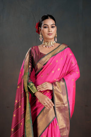 Soft Silk Chitt Palu With Contrast Blouse Weaving Saree