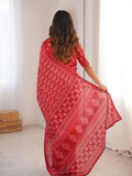 Soft Pure Cotton Hand Bagru Print Sarees With Blouse Pice