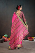 Soft Silk Chitt Palu With Contrast Blouse Weaving Saree