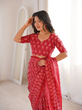 Soft Pure Cotton Hand Bagru Print Sarees With Blouse Pice