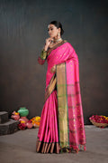Soft Silk Chitt Palu With Contrast Blouse Weaving Saree