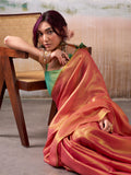 Pink Pure Handloom Tissue Saree With Blouse Piece
