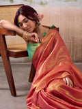 Pink Pure Handloom Tissue Saree With Blouse Piece