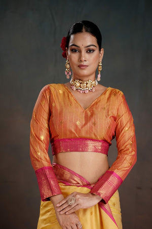 Soft Silk Chitt Palu With Contrast Blouse Weaving Saree