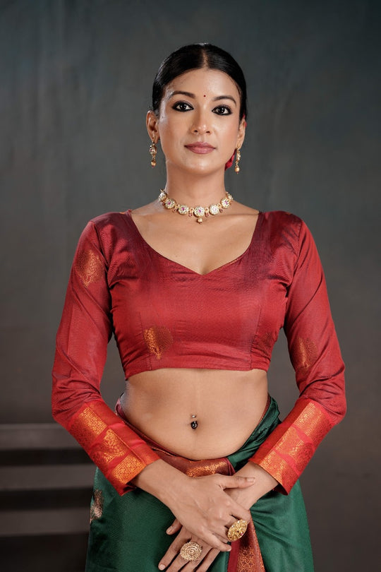 Soft Silk Chitt Palu With Contrast Blouse Weaving Saree