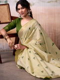 Yellow Modal Cotton Saree With Blouse Piece