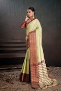 Soft Silk Chitt Palu With Contrast Blouse Weaving Saree