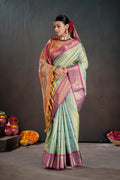 Soft Silk Chitt Palu With Contrast Blouse Weaving Saree