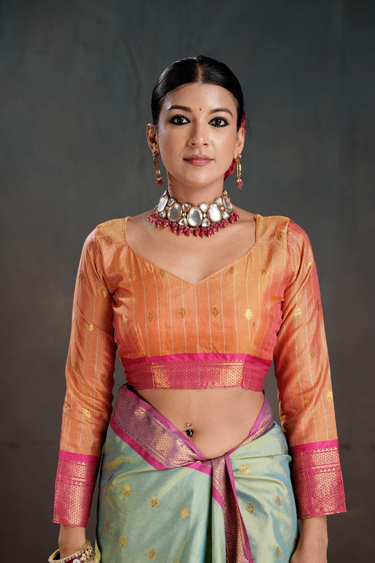 Soft Silk Chitt Palu With Contrast Blouse Weaving Saree