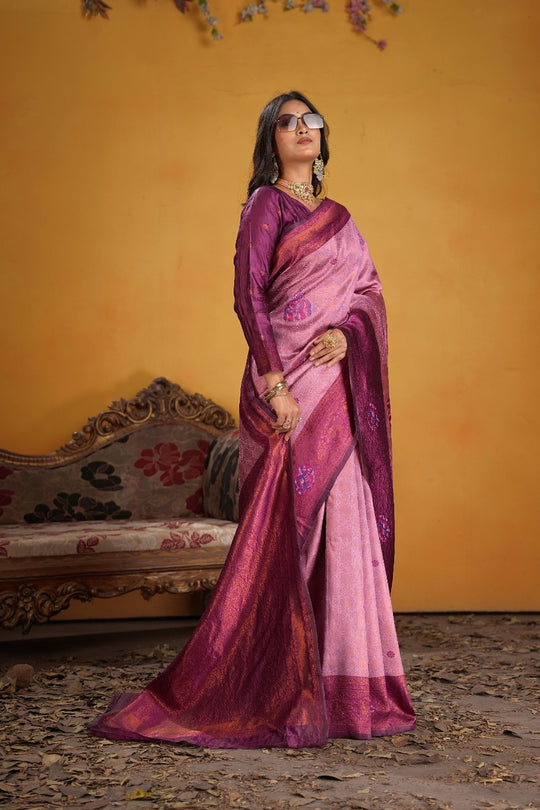 Kanjeevaram Silk Rich Palu With Contrast Blouse Weaving Silk Saree