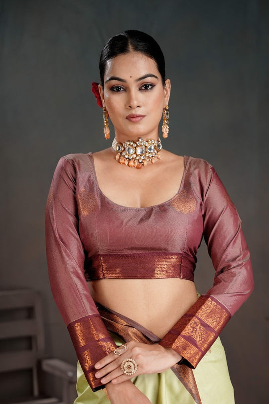 Soft Silk Chitt Palu With Contrast Blouse Weaving Saree