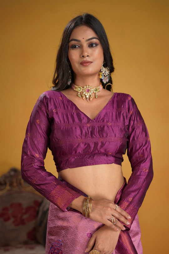 Kanjeevaram Silk Rich Palu With Contrast Blouse Weaving Silk Saree