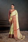 Soft Silk Chitt Palu With Contrast Blouse Weaving Saree
