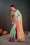 Soft Silk Chitt Palu With Contrast Blouse Weaving Saree