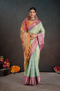 Soft Silk Chitt Palu With Contrast Blouse Weaving Saree