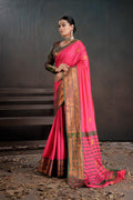 Soft Silk Chitt Palu With Contrast Blouse Weaving Saree