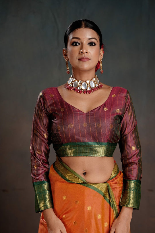 Soft Silk Chitt Palu With Contrast Blouse Weaving Saree