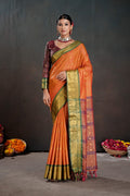 Soft Silk Chitt Palu With Contrast Blouse Weaving Saree