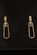 Raksha Bandhan Gift Box - (Set of Pearl White Banarasi Saree And Earrings)