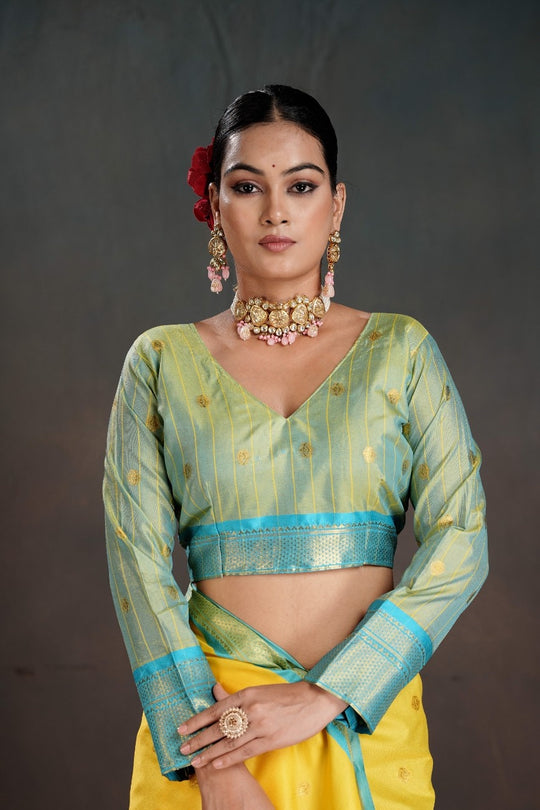 Soft Silk Chitt Palu With Contrast Blouse Weaving Saree