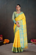 Soft Silk Chitt Palu With Contrast Blouse Weaving Saree