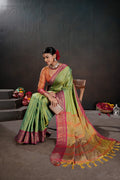 Soft Silk Chitt Palu With Contrast Blouse Weaving Saree
