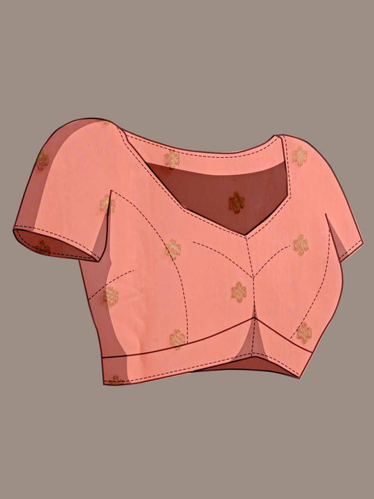 Grey Pure Cotton Double Zari Woven Banarasi Printed With Blouse Piece