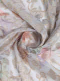 Grey Pure Cotton Double Zari Woven Banarasi Printed With Blouse Piece