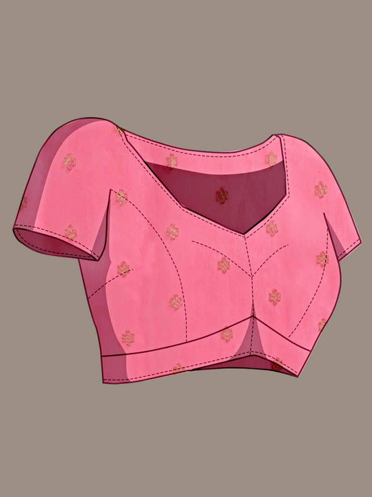 Pistagreen Pure Cotton Double Zari Woven Banarasi Printed With Blouse Piece