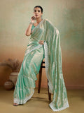 Velvet Chiffon With Tensile White Thread & Sequins Embroidery | C Pallu | Leheriya Pattern Embroidery Throughout The Saree