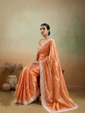 Velvet Chiffon With Tensile White Thread & Sequins Embroidery | C Pallu | Leheriya Pattern Embroidery Throughout The Saree