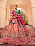 MULTICOLOR BANARASI SILK WITH ZARKAN CODDING WORK  LEHENGA CHOLI