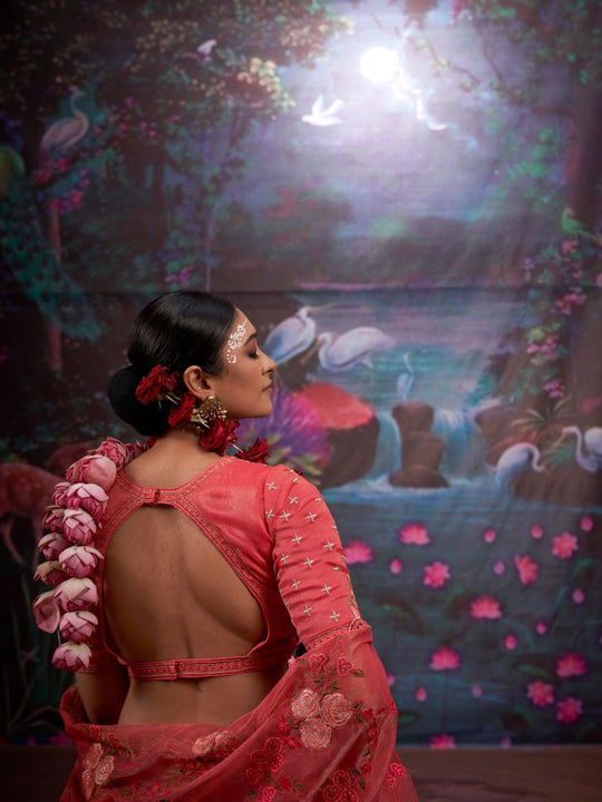 Gold Simmer Multi Thread Work Embroidered Saree