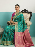 Running Contrast Blouse With Sleeve Patta Banarasi Silk Saree