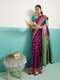 Running Contrast Blouse With Sleeve Patta Banarasi Silk Saree