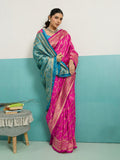 Running Contrast Blouse With Sleeve Patta Banarasi Silk Saree