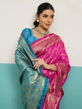 Running Contrast Blouse With Sleeve Patta Banarasi Silk Saree