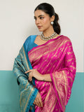 Running Contrast Blouse With Sleeve Patta Banarasi Silk Saree