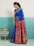 Running Contrast Blouse With Sleeve Patta Banarasi Silk Saree