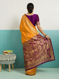 Running Contrast Blouse With Sleeve Patta Banarasi Silk Saree