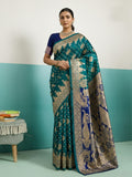 Running Contrast Blouse With Sleeve Patta Banarasi Silk Saree