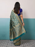 Running Contrast Blouse With Sleeve Patta Banarasi Silk Saree