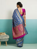 Running Contrast Blouse With Sleeve Patta Banarasi Silk Saree